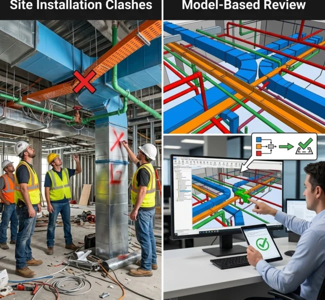 MEPF BIM Coordination: Why Services-Heavy Projects Need Model-Based Review Before Site Installation