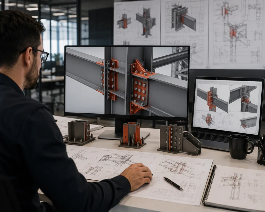 Connection detailing workflow from authorised design input to fabrication drawing