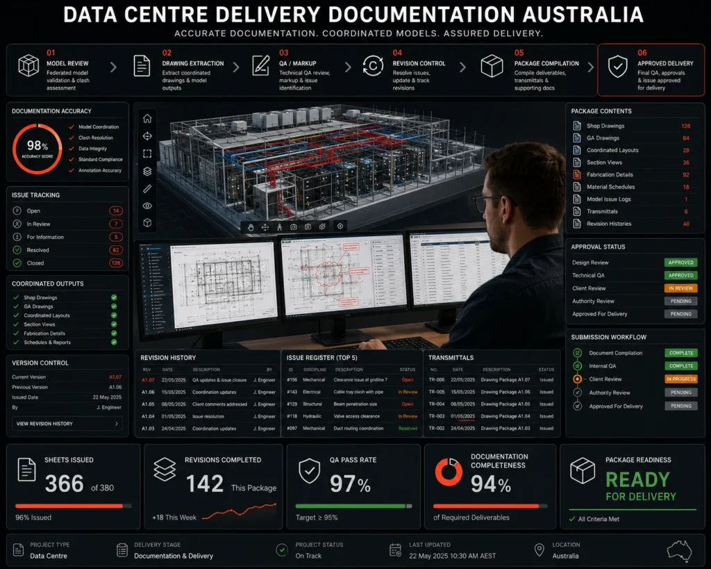 Data centre delivery documentation and drawing coordination