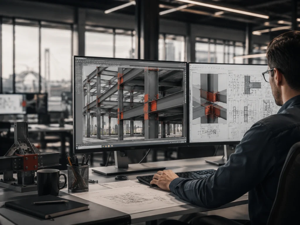 Structural steel detailing workflow from 3D model to fabrication-ready shop drawings